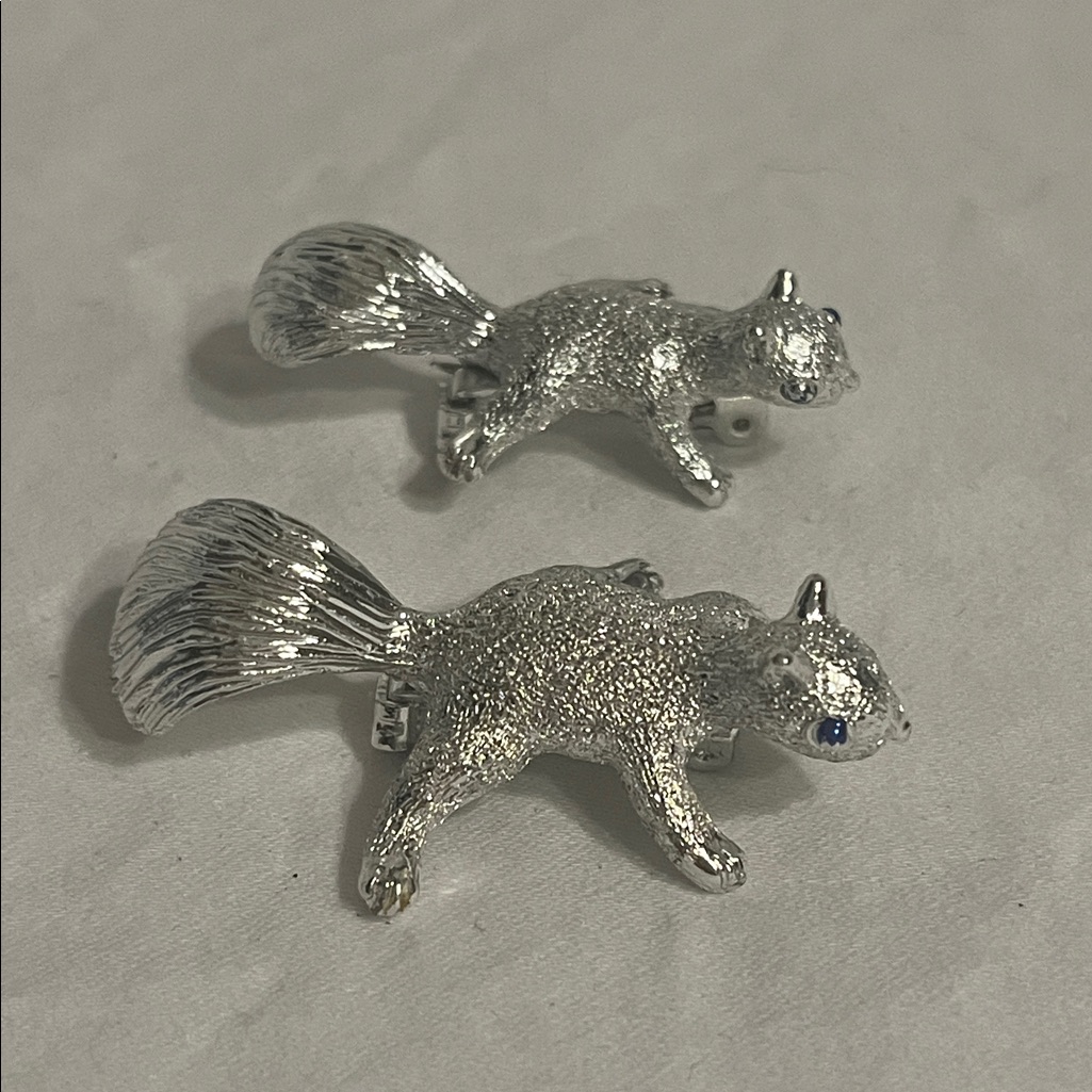 Lot Of 2 Vintage Gerry Silver Tone Squirrel Broach Pins